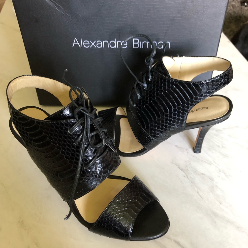 Alexandre Birman Black Snakeskin Heels